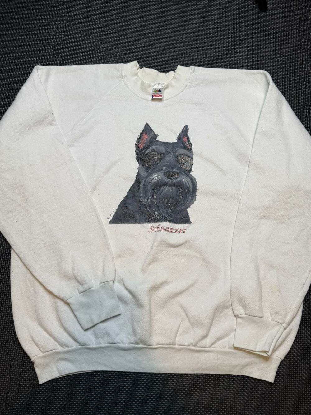 Fruit of the Loom Vintage 90s Schnauzer Dog Portrait Crewneck Sweatshirt XXL